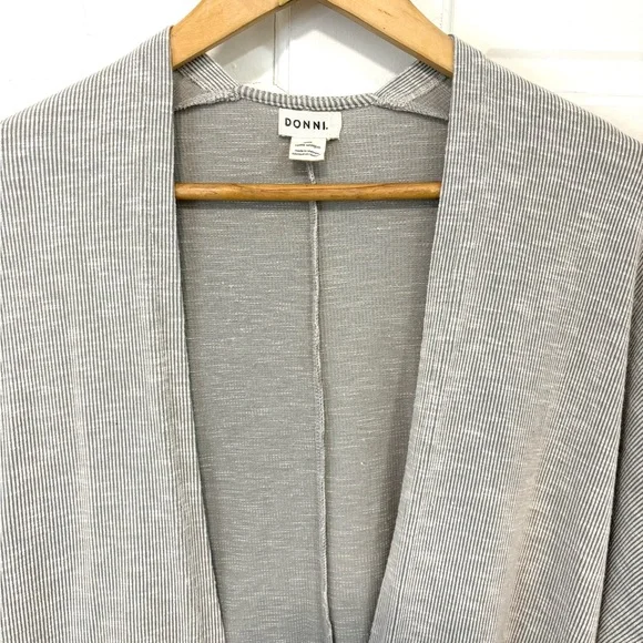 DONNI Anthropologie Open Front Ribbed Knit Cardigan Sweater Gray‎ Relaxed OSFA - Picture 6 of 15